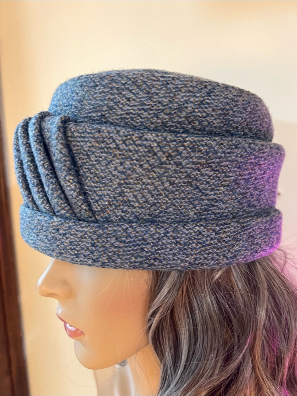 Vintage Tweed in Blues Cloche Hat